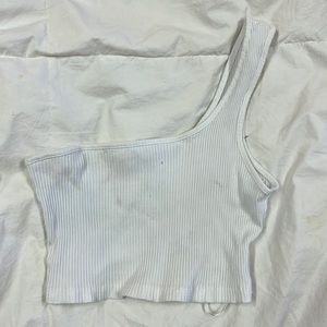 White One Shoulder Tank Top